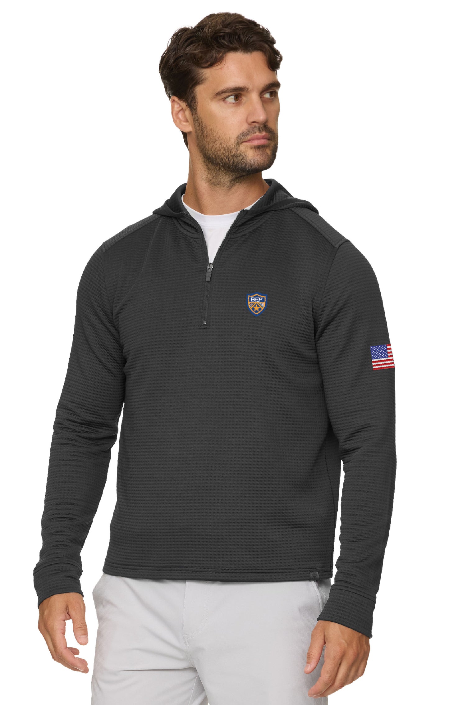 CF Awareness Month Flag & Anthem MADEFLEX LEGACY PERFORMANCE WAFFLE 1/4-ZIP HOODIE